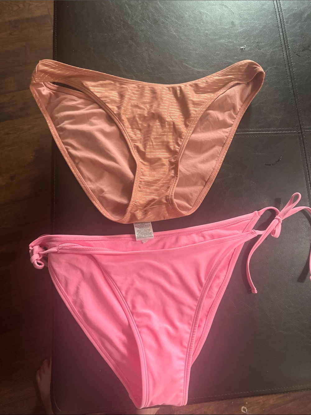 Wild Fable Two Bikini Bottoms - mauve with gold stripes and Hot Pink New without